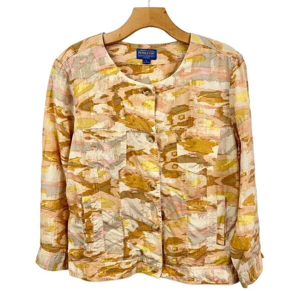 Pendleton Multicolour Silk Button Up Short Jacket Size L - Picture 2 of 6